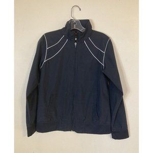 Vintage Champion Black With White Stripe Womens Size Small Wind Breaker Jacket